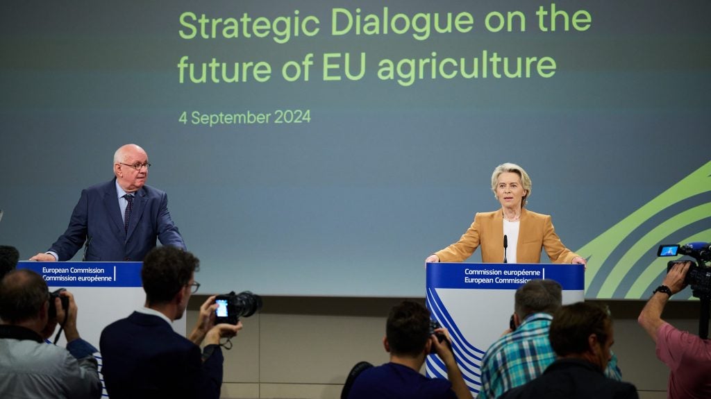 Ursula von der Leyen, President of the European Commission, and Peter Strohschneider, chairman of the Strategic Dialogue on the Future of EU Agriculture, present the final report, 4 September 2024